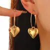 Nuevos Pendientes Transfronterizos Pendientes Simples de Espejo Tridimensionales de Amor Pendientes Metálicos con Forma de Corazón Estilo Punk Pendientes de Moda