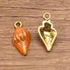 4 Tipos de Acero Inoxidable 304 Dorado Electroplateado al Vacío Esmalte Goteo de Aceite Encanto Encanto Marino Concha Caracola Colgante