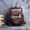 Mochila Vintage de Cuero de Caballo Loco para Hombre Capa Superior de Piel de Vaca Mochila Antigua de Cuero Genuino para Viaje Gran Capacidad Bolsa para Computadora