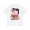 Marca de moda americana Stu Camiseta de manga corta Colección blanca Camiseta de manga corta estampada Informal Pareja Hombres y mujeres Mismo estilo