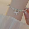 Menghui plato nuevo estilo chino pulsera de mariposa de plata rota y jade para mujer regalo pulsera personalizada versátil regalo para amigas