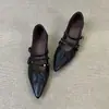2026 Novos Sapatos Mary Jane Versáteis para o Dia a Dia com Fivela Única Salto Médio Bico Fino Retrô Francês Salto Grosso Sapatilhas Baixas para Mulheres