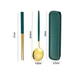 Wang Hong Portugal Vajilla Acero Inoxidable Portátil Juego Cuchara Tenedor Palillos Juego de Tres Piezas Regalo para Estudiantes Logo Personalizado