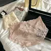 Bragas Sexys de Encaje Semi-Transparentes Caladas Estilo Francés para Mujer, Braguitas de Satén con Parches de Cintura Media y Entrepierna de Seda