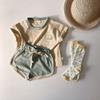 Ropa infantil coreana, jersey de manga corta con estampado animal de algodón a la moda y pantalones cortos con cintura elástica, traje deportivo