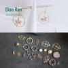 Acessórios para orelha faça você mesmo, brincos de pérolas de disco de pônei geométricos de liga coreana, material de pulseira e pingente