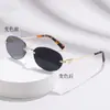 Gafas de sol, Gafas sin montura, Monturas pequeñas de moda, Lujo ligero transfronterizo, Metálicas ovaladas, Gafas de sol de alta gama, Gafas de sol europeas y americanas