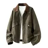 Chaqueta de Cuero PU para Hombre Estilo Retro Americano Ropa de Trabajo Resistente Holgada Estilo Old Money Bloque de Color Solapa Holgada Ropa de Abrigo para Hombre