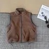 Chaleco de forro polar simple con cuello alto para mujer, otoño e invierno, cálido, doble cara, casual, holgado, sin mangas, con cremallera, transfronterizo