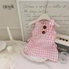 Vestido Ningli para Meninas 2025 Verão Estilo Coreano Design Ocidental Bebê Menina Xadrez Rosa Princesa Regata