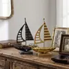 Arte de Hierro Creativo Vela Única Velero de Navegación Fluida Adorno Decoración de Escritorio de Sala de Estar Oficina Regalo de Inauguración de Casa Artesanía