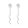 Drama Coreano Lee Biblia Mismos Aretes Aretes Simples Elegantes de Borla Torcida para Mujer Aretes Largos Delgados Ondulados en Forma de S
