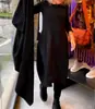 Vestido de outono e inverno novo transfronteiriço Amazon Europa e Estados Unidos cor sólida versátil gola redonda manga longa feminino com bolso vestido casual