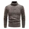 Malha de Gola Alta Grossa de Veludo Masculina Outono e Inverno Transfronteiriça Moda Europeia e Americana Masculina Suéter de Manga Longa Malha Base Quente
