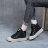 Zapatos de caña alta para mujer, Tenis planos retro de piel genuina, Nuevo estilo de otoño, Botines cálidos forrados de felpa, Zapatos para mujer de talla grande 40-43