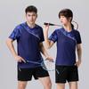Nuevo traje de bádminton para mujer, deportivo, de secado rápido, transpirable, de manga corta, para hombre, ropa de competición, tenis de mesa, estampado.