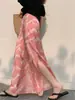 Diseño Artístico y Elegante, Falda de Moda con Abertura para Mujer, Estilo Largo que Cubre las Caderas y Te Hace Ver Más Delgada, Falda Rosa Elegante, Falda Versátil que Reduce la Edad