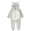 Mono con Capucha de Conejo de Manga Larga para Niños y Niñas, Primavera, Otoño e Invierno, Estilo Europeo y Americano, Pascua, con Pies Cubiertos, Ropa Hakka para Niños
