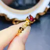 Anillo Popular de Granate Natural al por Mayor de Fábrica Plata S925 Incrustado con Piedra Principal 7*7 Joyería de Lujo Venta Directa de Fábrica