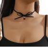 Colar com Pingente Pequeno de Coração com Laço Preto Vintage Zircônia Vermelha Corrente de Pescoço de Veludo para Mulheres Corrente de Clavícula Cinto de Pescoço