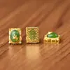 Accesorios Chapados en Cobre de Alta Retención de Color Incrustados con Calcedonia Verde Natural Materiales para Pulseras DIY, Cuentas Espaciadoras Huecas, Accesorios de Joyería