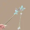 Pasador de Mariposa con Pedrería para Mujer, Pasador de Alto Nivel Estilo Chino Nuevo, Tocado de Estilo Antiguo, Pasador de Perlas con Borla