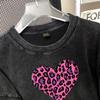 Camiseta Vintage Lavada com Ácido Estilo de Rua Hip Hop Punk Harajuku