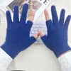 Guantes de punto de imitación de piel de visón de dos dedos con forro polar, hilo grueso, compatibles con pantalla táctil, para hombres, mujeres, estudiantes, ciclismo, guantes cálidos de invierno
