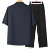 Traje Nuevo de Verano 2026 para Hombres de Mediana Edad y Mayores, Conjunto de Dos Piezas de Camisa de Manga Corta de Verano, Estilo Holgado y Cómodo