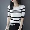 Camiseta de algodón puro a rayas de manga corta, nuevo estilo de verano, retro japonés holgada casual versión coreana, top color block simple y versátil