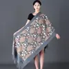 Xale Bordado Exquisito Nepalês Bordado Vermelho de Casamento Imitação de Caxemira Lenço Estilo Étnico Chinês Uso Duplo para Mulheres