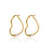 Suministro Directo de Fábrica Pendientes de Acero Inoxidable Esféricos en Forma de Corazón Ins Estilo Minimalista Ovalados con Piedra Microincrustada Pendientes de Aro para Mujer