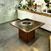 Mesa de fogão de indução com panela para montanha e incêndio selvagem, mesa de churrasco de placa de rocha comercial, combinação de mesa e cadeira de jantar para celebridades da internet, cabine de restaurante