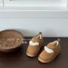 Estilo Coreano Inverno Crianças Sapatos de Couro Genuíno Crianças Botas de Neve Meninas Sapatos de Algodão Botas Curtas Meninas Botas de Princesa com Pelo Forradas com Lã e Engrossadas