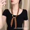 Lenço de Seda Fresco Floral Estilo Dopamina, Acessório de Pescoço Elegante Pastoral, Lenço Feminino para Primavera e Verão, Fita Decorativa para Saídas de Viagem