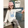 Camiseta de manga larga de dibujos animados para niños, nuevo estilo elegante para primavera y otoño 2026 para niñas, 100% algodón puro, camiseta básica cómoda y versátil