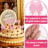 Pastel de Cumpleaños Amazon Rosa Enchufe Papel Brillante Lazo Tarjeta Niña Lazo Tema Fiesta Bandera