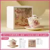 Conjunto de Chá Gaiwan de Três Peças com Flor de Cerejeira Roxa e Rosa Pintado à Mão, Tigela de Chá Doméstica Individual de Cerâmica de Alta Qualidade com Tampa, Xícara de Chá, Conjunto de Chá Kung Fu