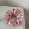 Goma para el pelo de encaje con flor de cerezo fresca rosa para mujer, Diadema grande de doble capa dulce y linda