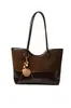 2026 Nova Bolsa Tote Patchwork Retro de Camurça para Mulheres Grande Capacidade Bolsa de Ombro para o Trabalho Bolsa de Mão Pequena de Couro Macio