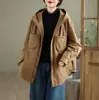 Invierno Nuevo con Capucha Bolsillos Dobles Color Sólido Holgada Casual Chaqueta de Algodón Elegante Moda Abrigo Acolchado Venta al por Mayor