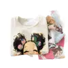 Dulce Conjunto de Algodón Nube Estilo Dibujos Animados para Verano, Manga Larga y Pantalón Largo con Almohadillas para Sujetador Integradas, Adecuado para Ropa de Dormir y Ropa de Casa, Se Puede Usar Afuera