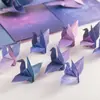 Cielo Estrellado de Ensueño Gradiente Colorido Origami Creativo Hecho a Mano Grullas y Mariposas de Papel Decoración Regalo Origami a Doble Cara