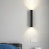 Lámpara de pared cilíndrica doble moderna y simple para pared de fondo de sala de estar, pasillo, corredor, mesita de noche de dormitorio, luz hacia arriba y hacia abajo