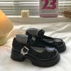 Zapatos Mary Jane de tacón grueso y suela gruesa para mujer, estilo retro británico, con hebilla de mariposa, combinables, 2024