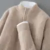 Suéter Masculino 100% Lã Pura Gola Meia-Alta Jacquard Casual de Negócios Meio Zíper Malha Solta Camada Base