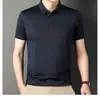 Camisa polo masculina de manga curta sem costura e alta elasticidade, verão novo, casual, com lapela, camiseta masculina geração cabelo