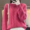 Suéter de cachemira para mujer en la ciudad de Erdos 100% cachemira pura cuello redondo tejido camiseta interior jersey suelto suéter grueso