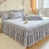 Faldón de Cama con Borde de Encaje Europeo Estilo Colcha Pieza Única Estilo Princesa Encaje Cubierta Protectora Delgada para Cama de 1.8m Resistente al Polvo Verano