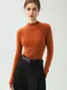 Outono e Inverno Novo Slim-fit Caxemira Gola Alta Caxemira de Primeira Linha Tricô Canelado Suéter Interno Sem Costura Meia-cardigã Malhas Prontas para Vestir